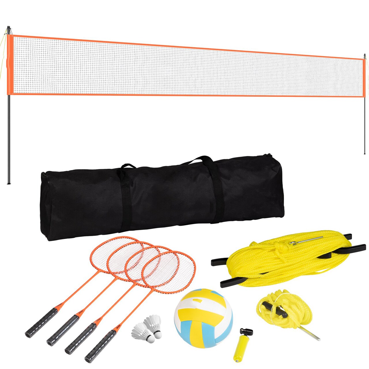 Outdoor Volleyball and Badminton Net Set 32ft with Adjustable Poles Included Portable Storage Bag